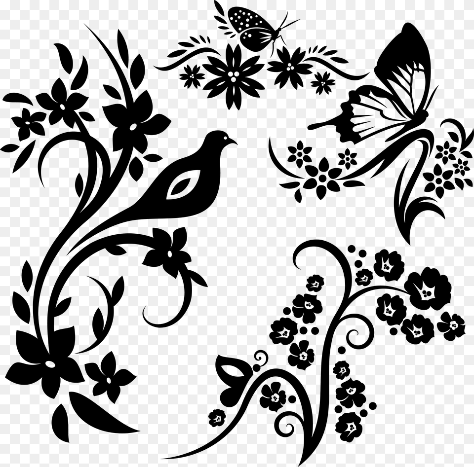 Black Wall Flower Design Art, First Aid, Stencil Free Transparent Png