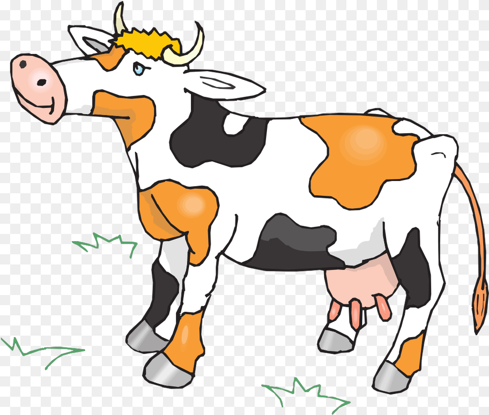 Black White And Orange Cow Svg Clip Art For Web Clipart Gif Animated Animal, Cattle, Dairy Cow, Livestock, Mammal Free Png