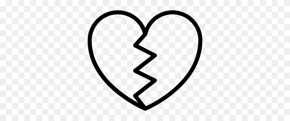 Black White Broken Heart Clipart, Gray Png Image