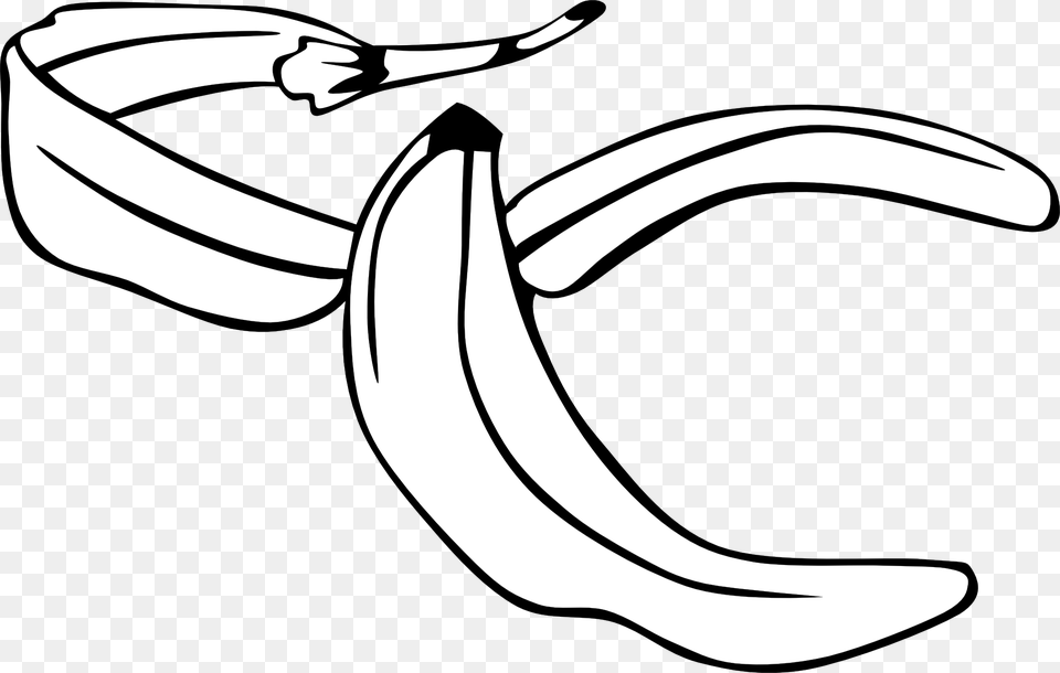 Black White Clipart Banana, Food, Fruit, Plant, Produce Free Png Download