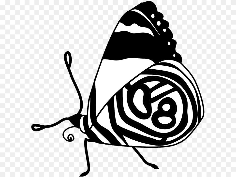 Black White Clipart Butterfly Resting Butterfly, Stencil, Smoke Pipe Png