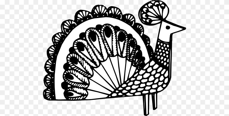 Black White Clipart Peacock, Art, Doodle, Drawing, Animal Png Image