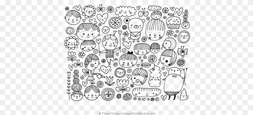 Black White Cute Doodle Kids Doodle Art, Drawing, Face, Head, Person Png Image