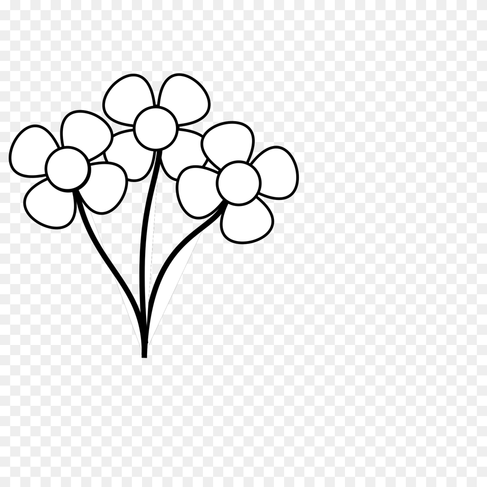 Black White Flower Clipart Free Download Clip Art Black And White Flowers Clip Art, Plant, Graphics, Stencil, Floral Design Png