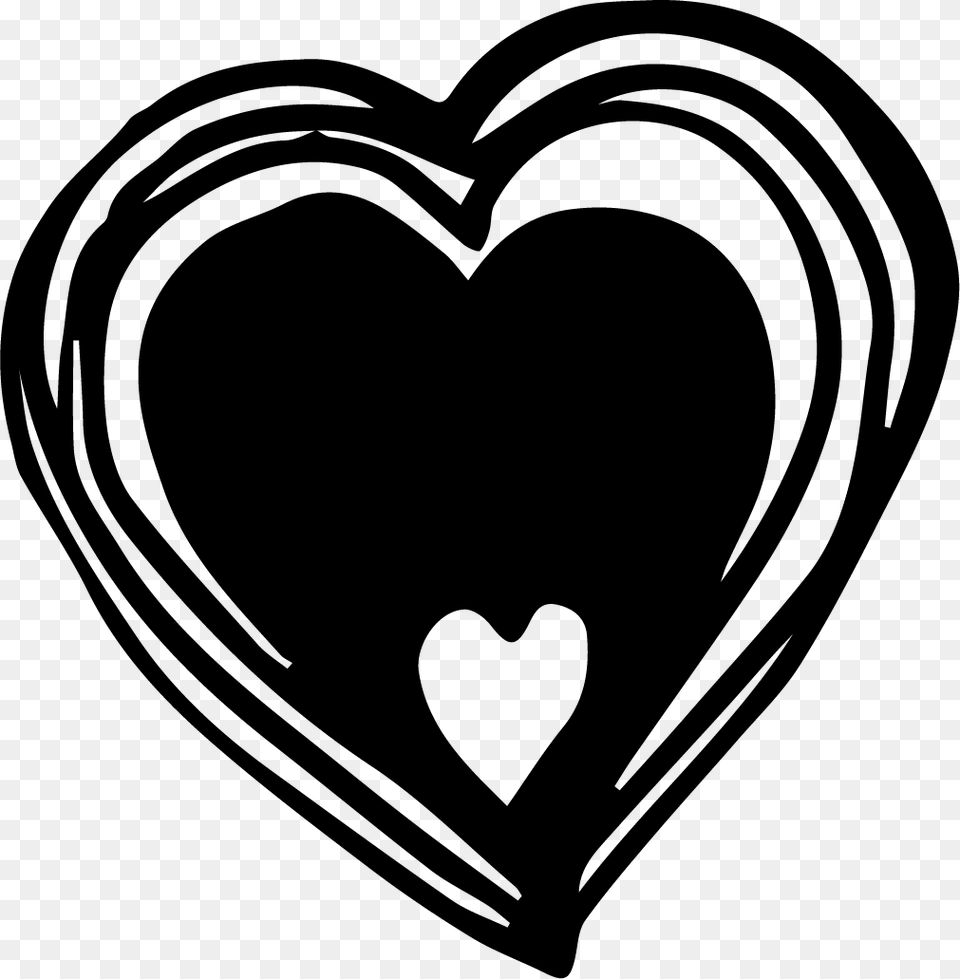 Black White Heart, Stencil Free Png