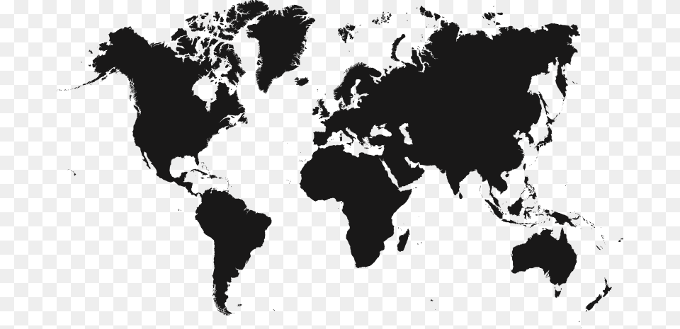 Black White High Resolution Transparent Background World Map, Gray Free Png