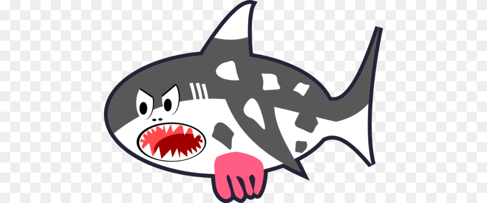 Black White Red Cartoon Shark Cow Shark Cow, Animal, Fish, Sea Life, Great White Shark Png