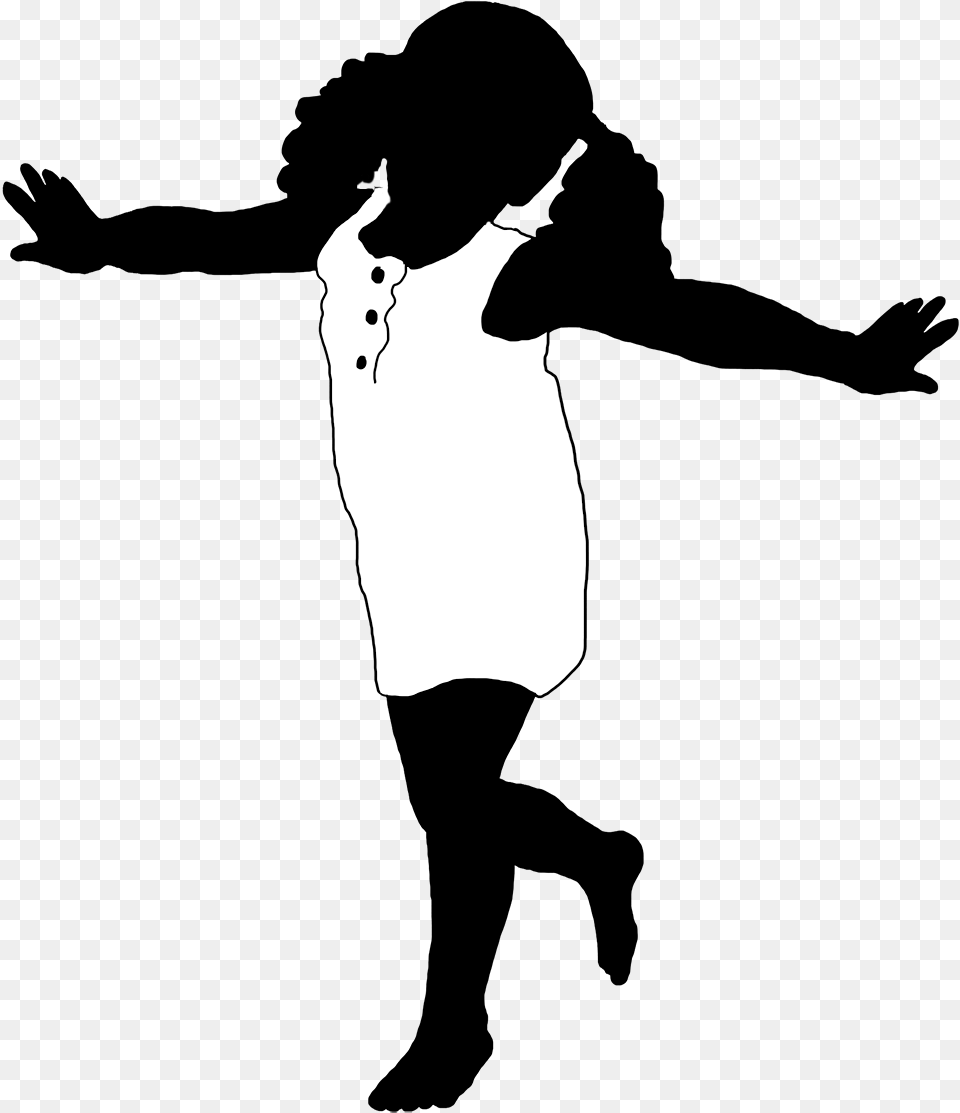 Black White Silhouette Girl Playing Black Girl Playing Silhouette, Stencil, Adult, Bride, Female Free Png