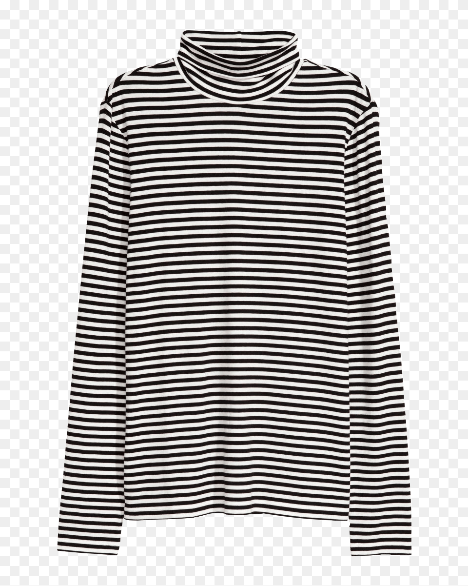 Black White Striped Turtleneck Blouse, Clothing, Long Sleeve, Sleeve, Knitwear Free Png Download