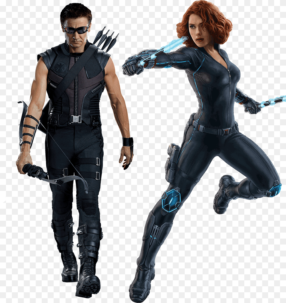 Black Widow Hawkeye Black Widow And Hawkeye, Clothing, Costume, Person, Adult Free Transparent Png