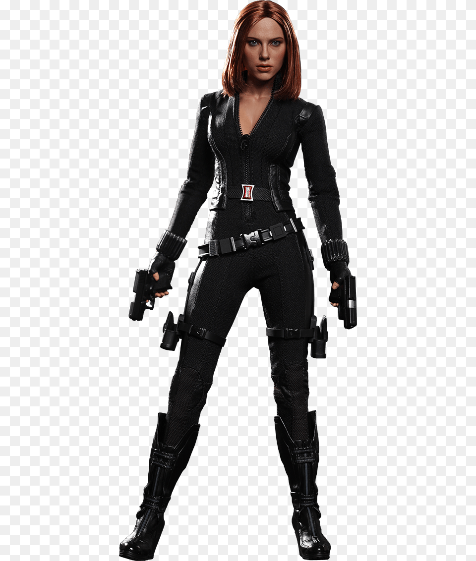 Black Widow Standing, Adult, Weapon, Sleeve, Person Free Png Download