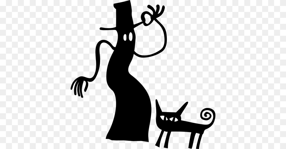 Black Witch And Cat, Gray Free Png Download