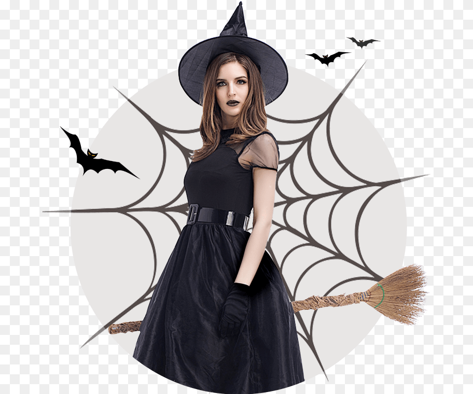 Black Witch Halloween Costume, Adult, Person, Woman, Female Free Png Download