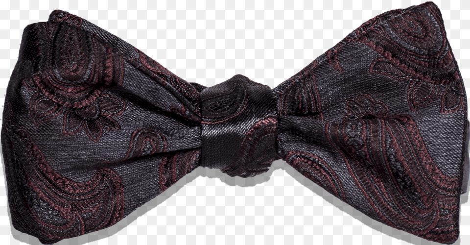 Black With Burgundy Red Woven Paisley Silk Bowtie Paisley, Accessories, Formal Wear, Tie, Bow Tie Free Png