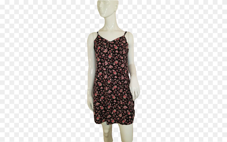 Black With Pink Floral Print Dress Size Large Mannequin, Blouse, Clothing, Adult, Female Png Image