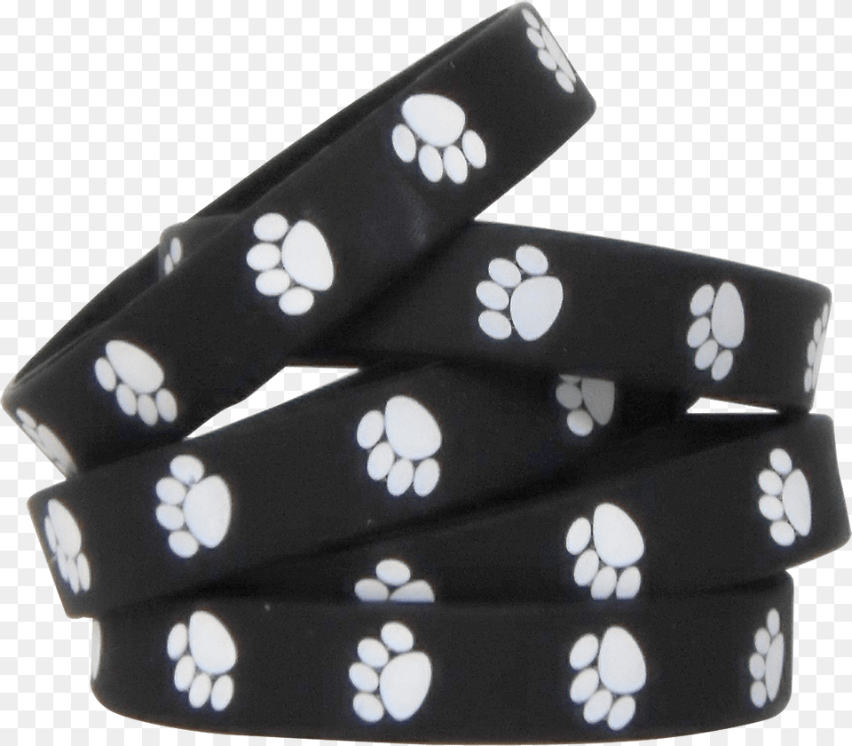 Black With White Paw Prints Wristbands Paw Print Wristbands, Medication, Pill, Game, Credit Card Png