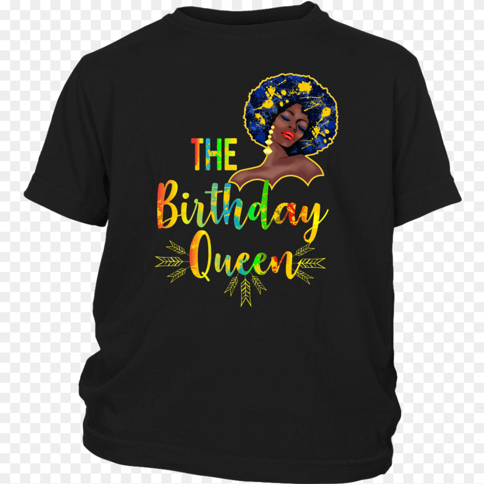 Black Woman Birthday Girl Queent Shirt Afro Hair Watercolor Graphic Design, Clothing, T-shirt, Adult, Female Png Image