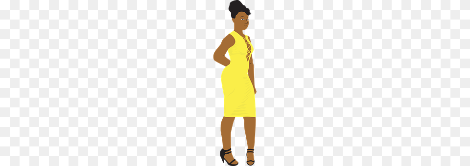 Black Woman In A Yellow Dress Adult, Clothing, Female, Person Png