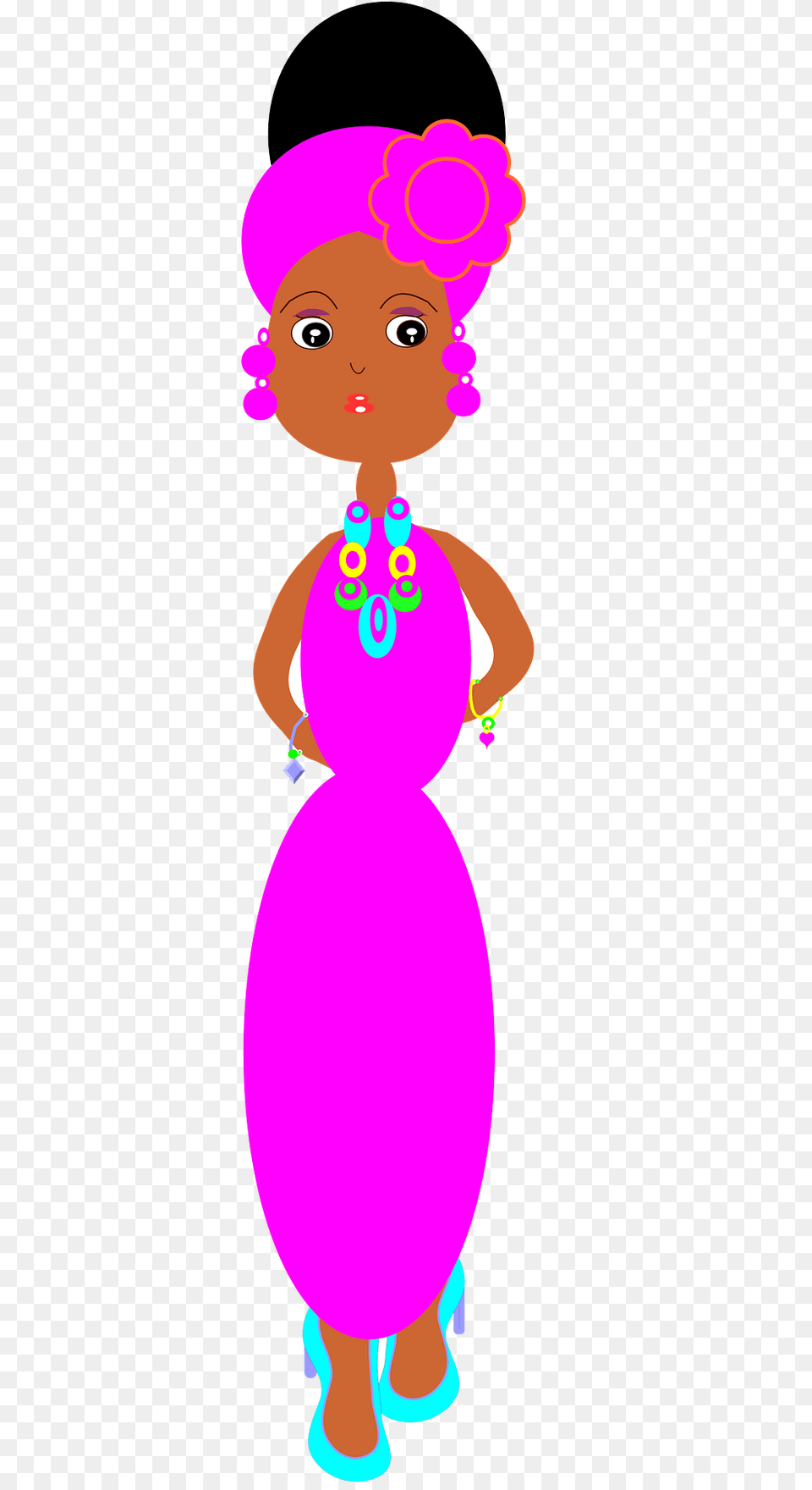 Black Woman In Pink Dress Clipart, Baby, Face, Head, Person Png Image