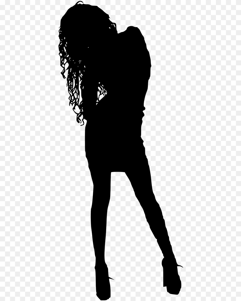 Black Woman Silhouette, Gray Png