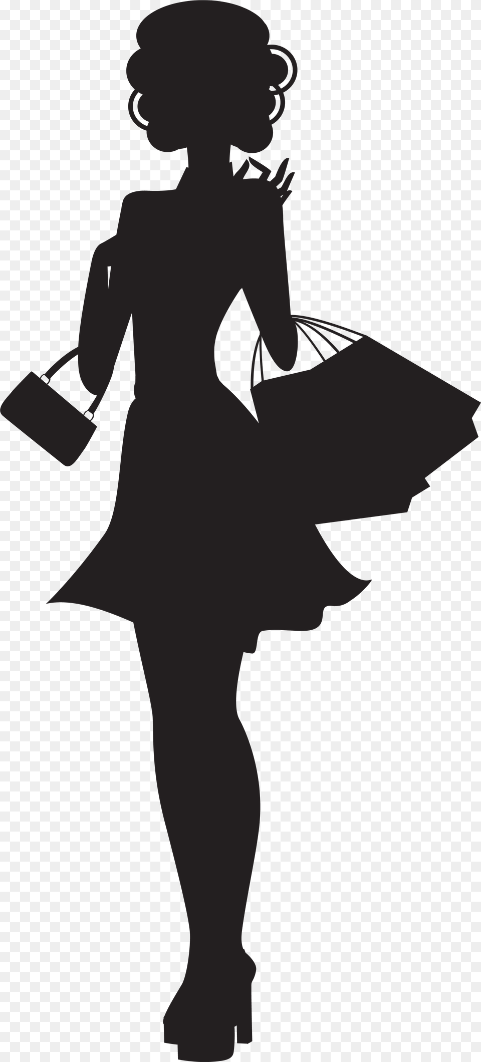 Black Woman Silhouette Shopping Girl Silhouette, Person, Dancing, Leisure Activities, Accessories Free Png Download