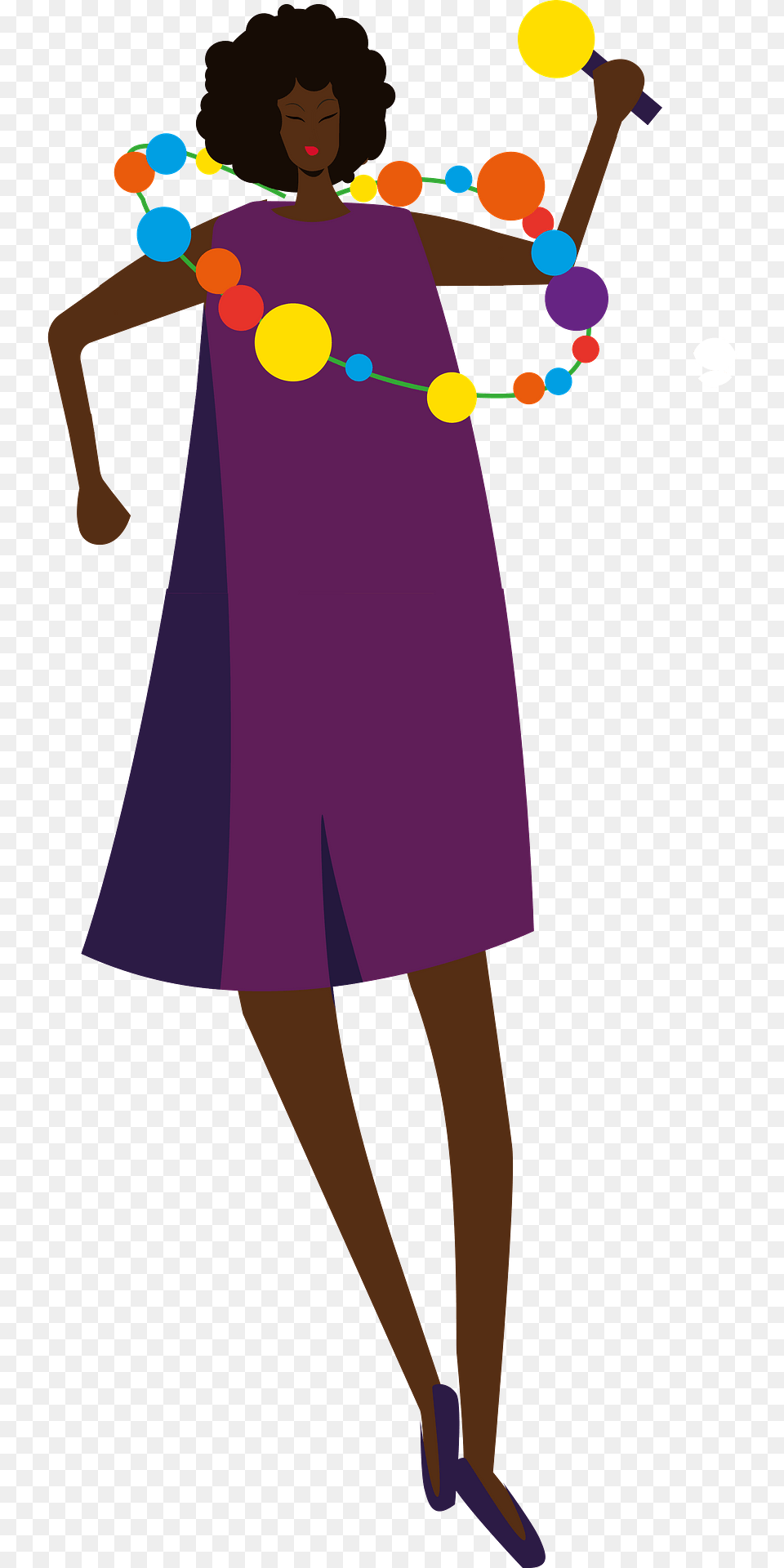 Black Woman With A Garland Clipart, Person, Clothing, Dress, Face Free Png