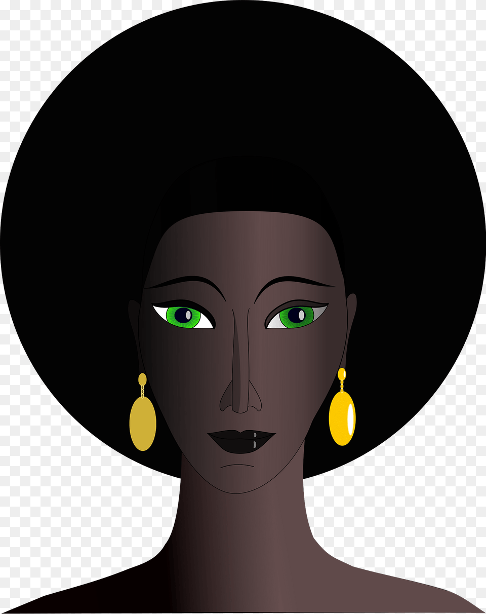 Black Woman With Green Eyes Clipart, Accessories, Jewelry, Hat, Earring Png