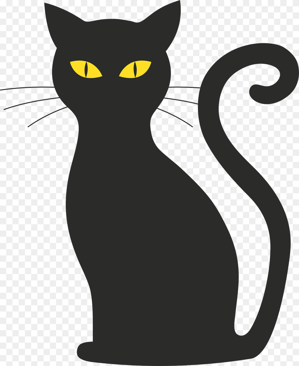 Black Yellow Eyed Cat Clipart, Animal, Mammal, Pet, Black Cat Png