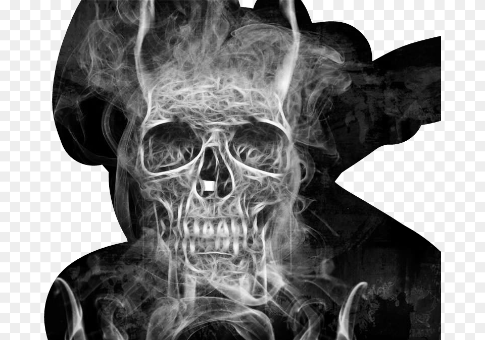 Blackandwhite Black White Skull Smoke Fire Hardcore Skull, Adult, Bride, Female, Person Png Image