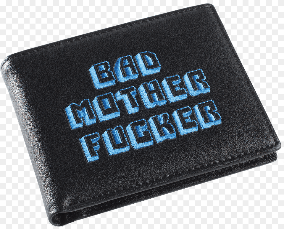Blackblue Embroidered Bad Mother Fucker Leather Wallet Wallet, Accessories Png Image