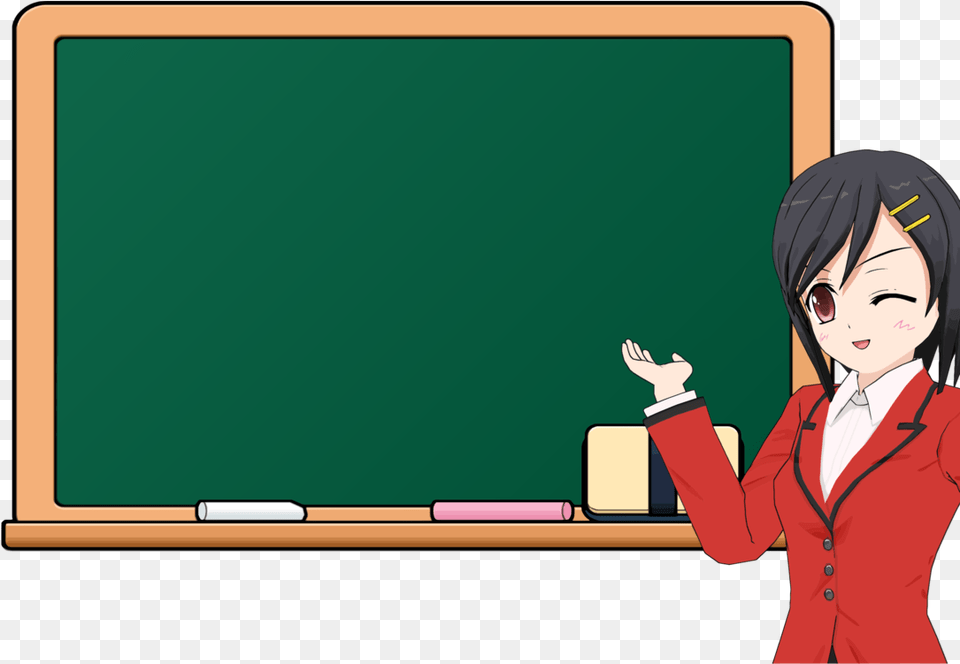 Blackboard Drawing Anime Transparent U0026 Clipart Blackboard With Teacher Clipart, Adult, Female, Person, Woman Free Png
