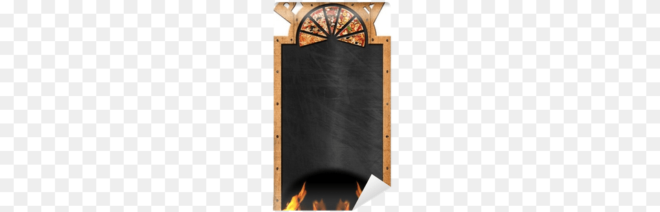 Blackboard For Pizza Menu Empty Blackboard With Wooden Pizza, Fire Screen Png Image