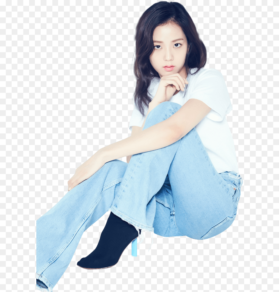 Blackpink Black Pink Jisoo, Adult, Sitting, Shoe, Person Free Transparent Png