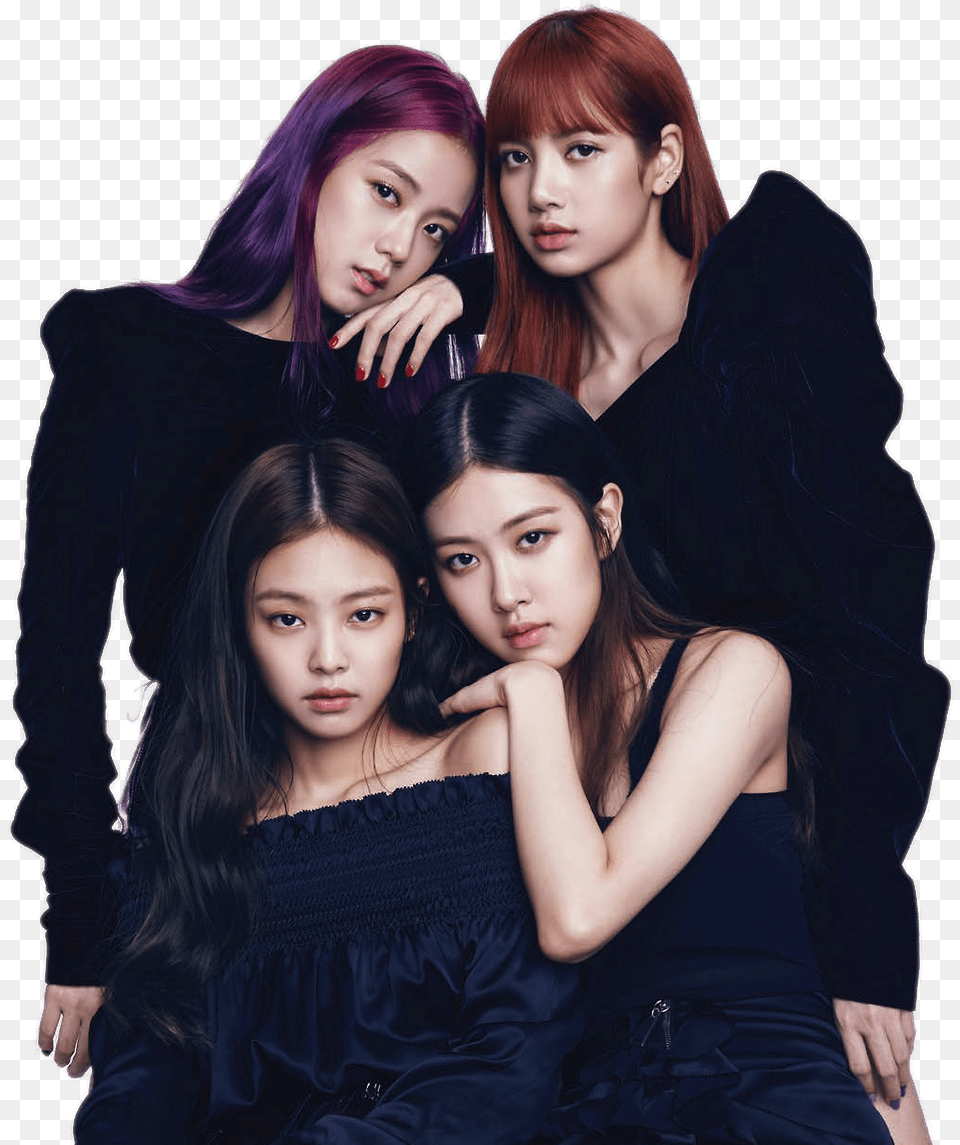 Blackpink Featured In Elle Magazine Black Pink Modeling, Face, Head, Person, Photography Free Png
