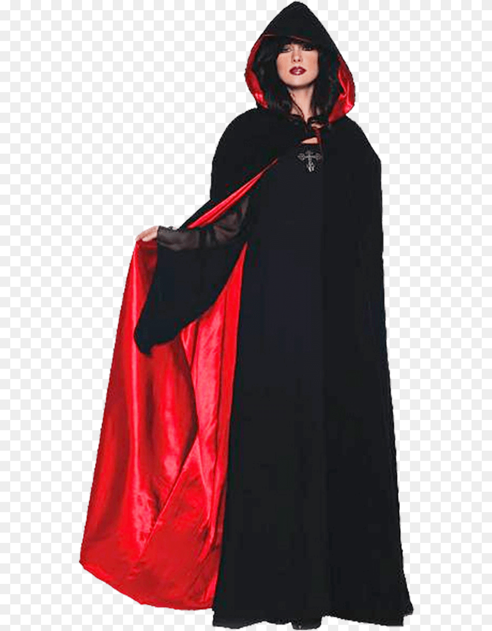 Blackred Deluxe Velvet Cape Black And Red Cape Costumes, Adult, Person, Female, Fashion Png