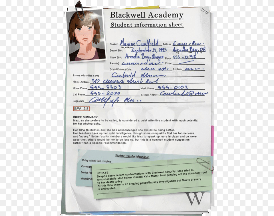 Blackwell Academy Files 05 Life Is Strange, Advertisement, Poster, Person, Text Png Image