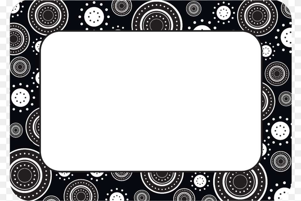 Blackwhite Crazy Circles Name Tagslabels Name Tag Design Black And White, Pattern, Device, Grass, Lawn Free Transparent Png