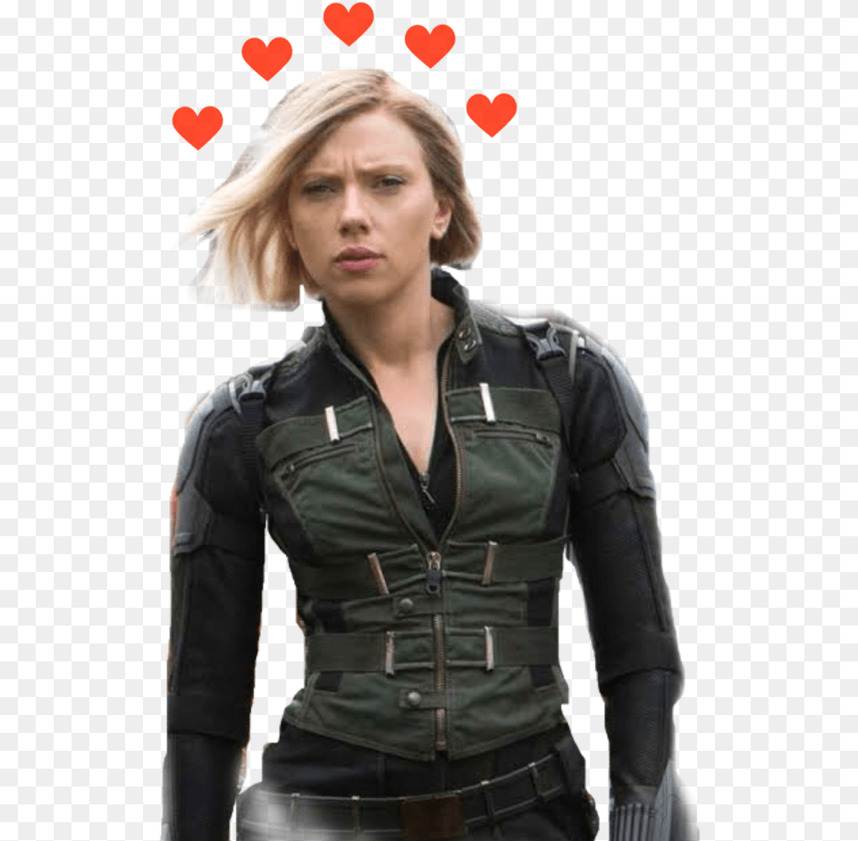 Blackwidow Natasharomanoff Scarlettjohansson Freetoedit Leather Jacket, Adult, Vest, Person, Hair Free Transparent Png