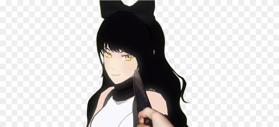 Blake Belladonna Face Black Human Hair Color Mammal Anime Cat Girl Knife, Weapon, Blade, Adult, Person Free Png