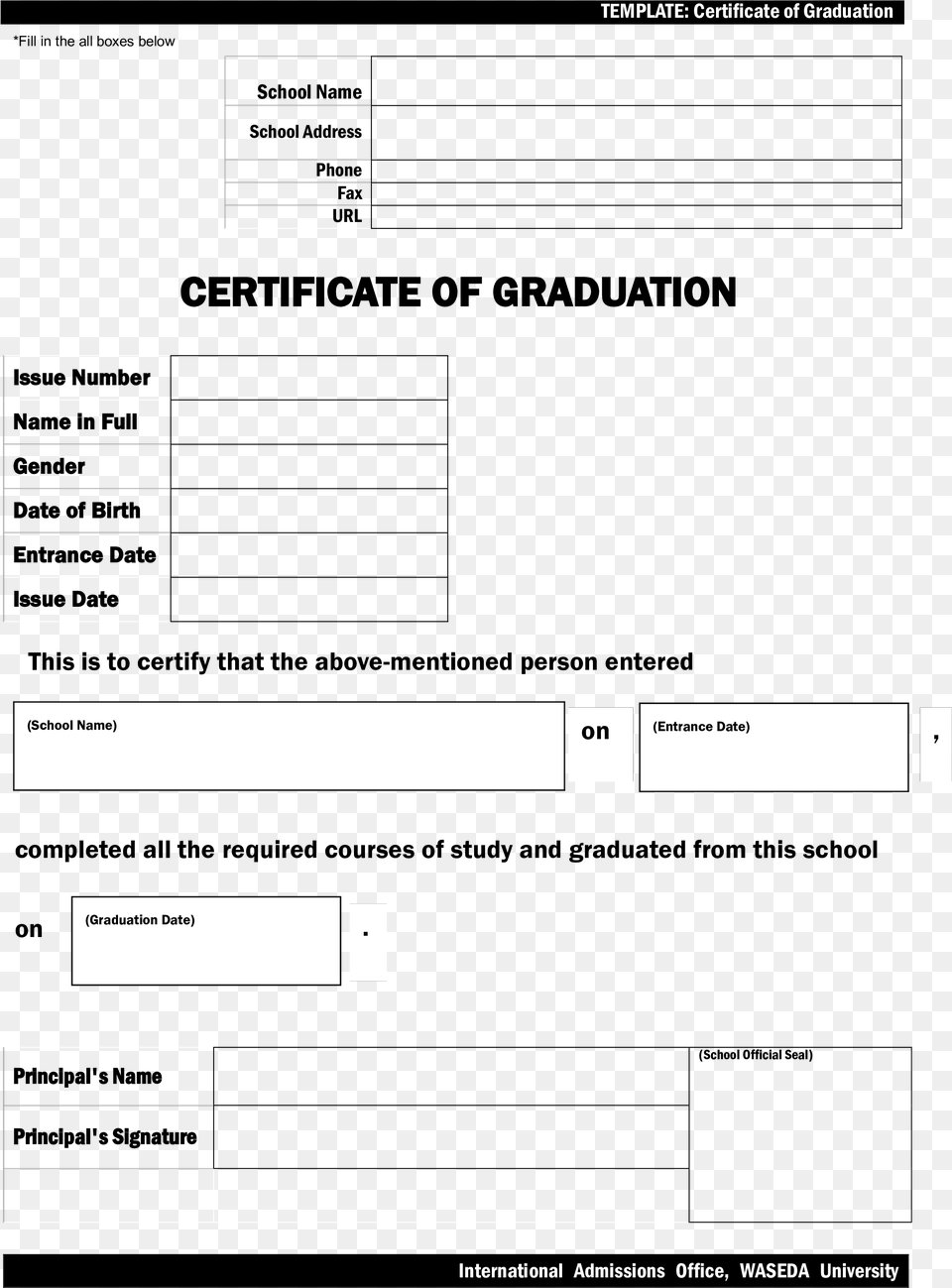 Blank Graduation Certificate Sample Main Image Study School Certificate Sample, Page, Text Free Png