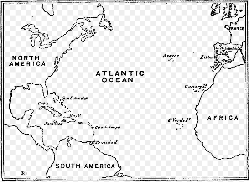 Blank Map Of The Triangular Trade, Gray Free Transparent Png