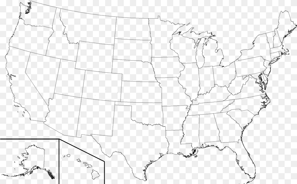 Blank Map Of Usa Usa State Boundaries Map, Gray Png