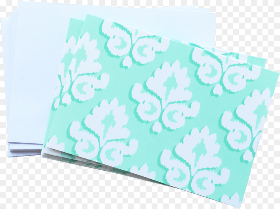 Blank Mint Damask Note Card Set Game, Pattern, Paper Free Png Download