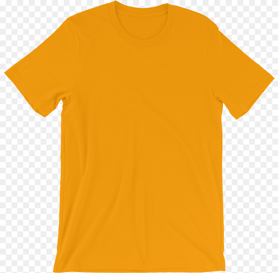 Blank Mockup Wrinkle Front Gold T Shirt, Clothing, T-shirt Png Image