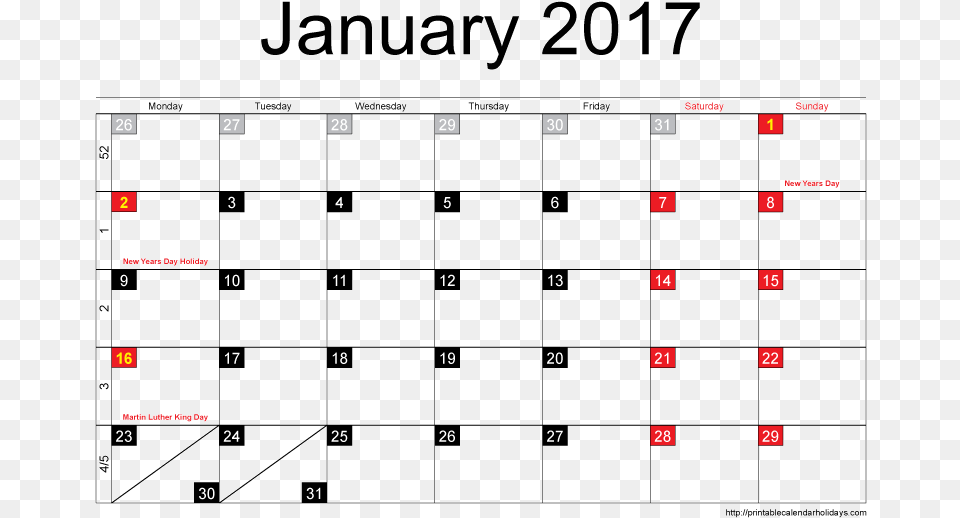 Blank Printable January 2017 Calendar Many Days Are In January, Text, Scoreboard Free Transparent Png