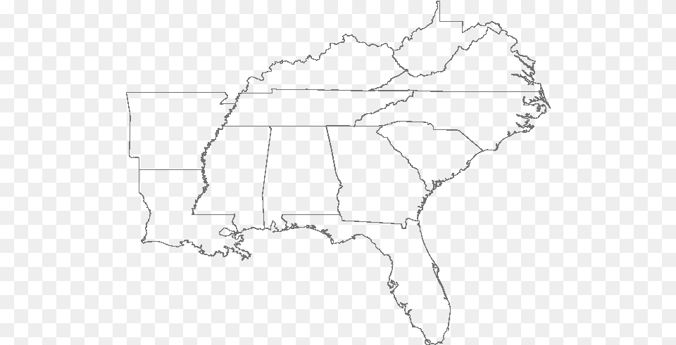 Blank Us Regions South Map, Chart, Plot, Person Png Image