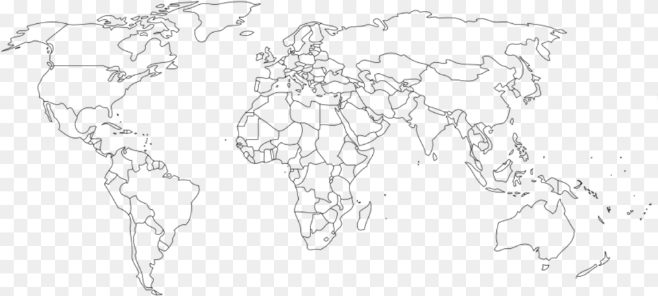 Blank World Country Map, Gray Free Png