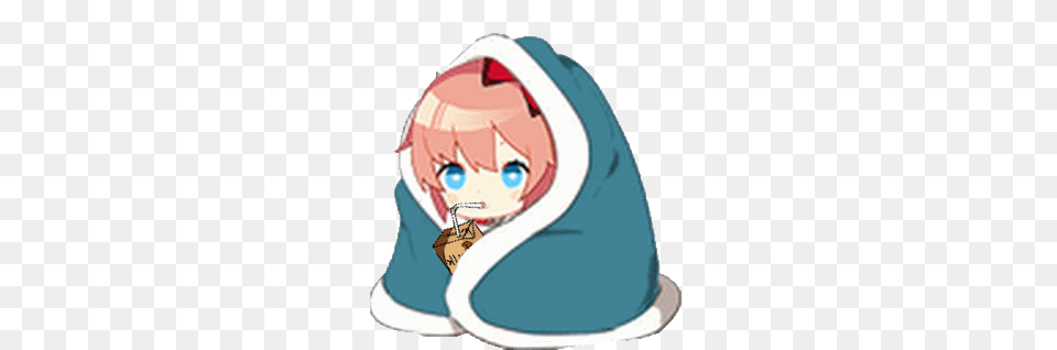 Blankie Sayori Finishing Her Breakfast, Clothing, Hood, Hardhat, Helmet Free Png Download