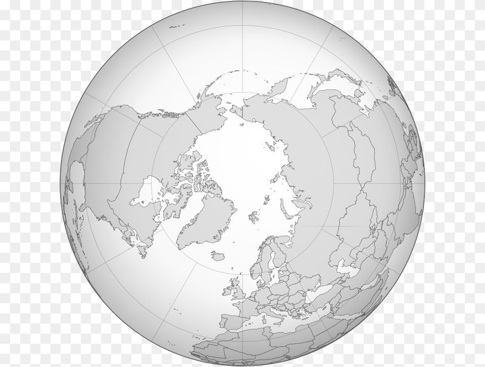 Blankmap Ao 090n North Pole London To North Pole, Astronomy, Globe, Outer Space, Planet Free Png Download