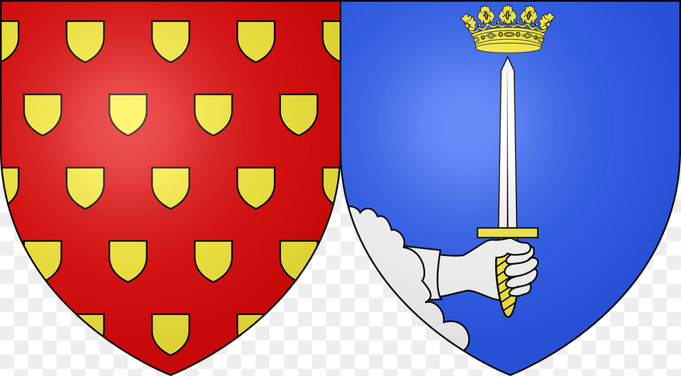 Blason De La Ville De Cusset 03 Clipart, Armor, Shield, Sword, Weapon Png Image